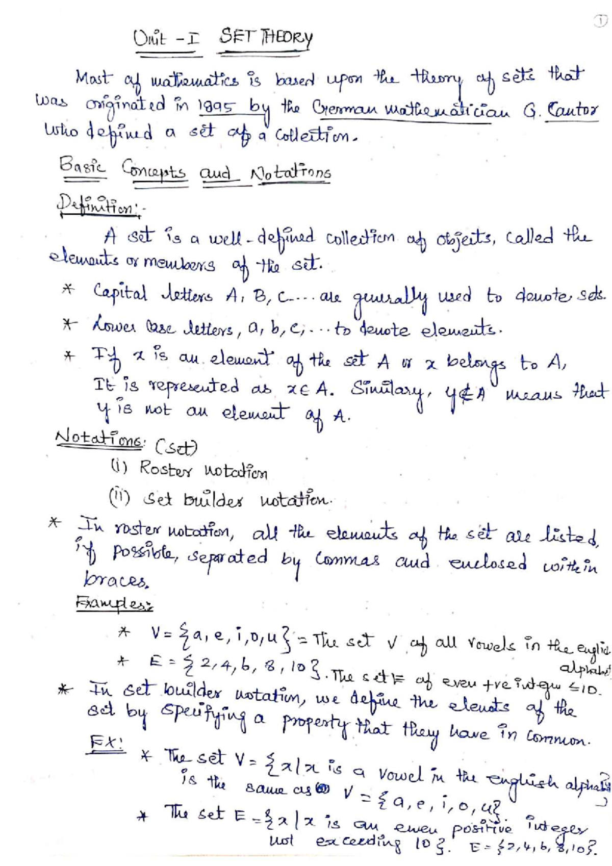 1 Unit SET THEORY: Fundamental Concepts and Operations - Studocu