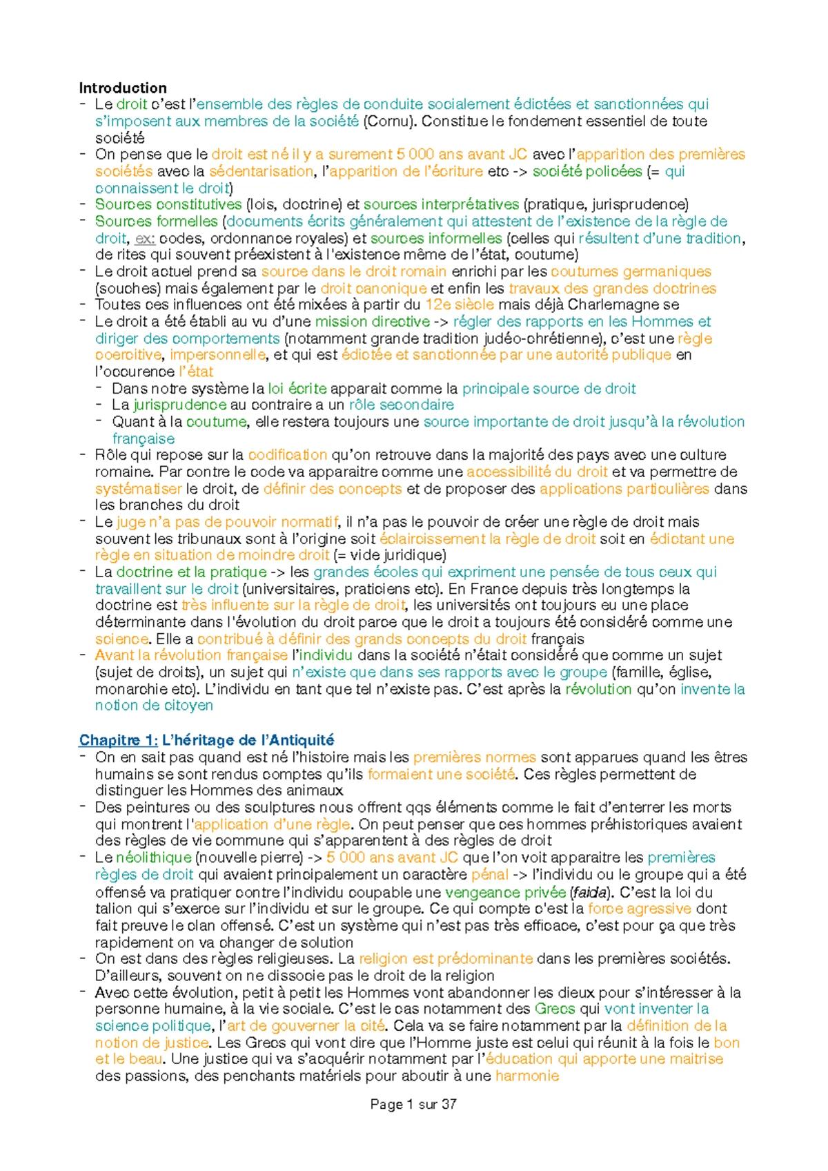HISTOIRE DES SOURCES DU DROIT - PLAN DU COURS Licence 1 - Studocu