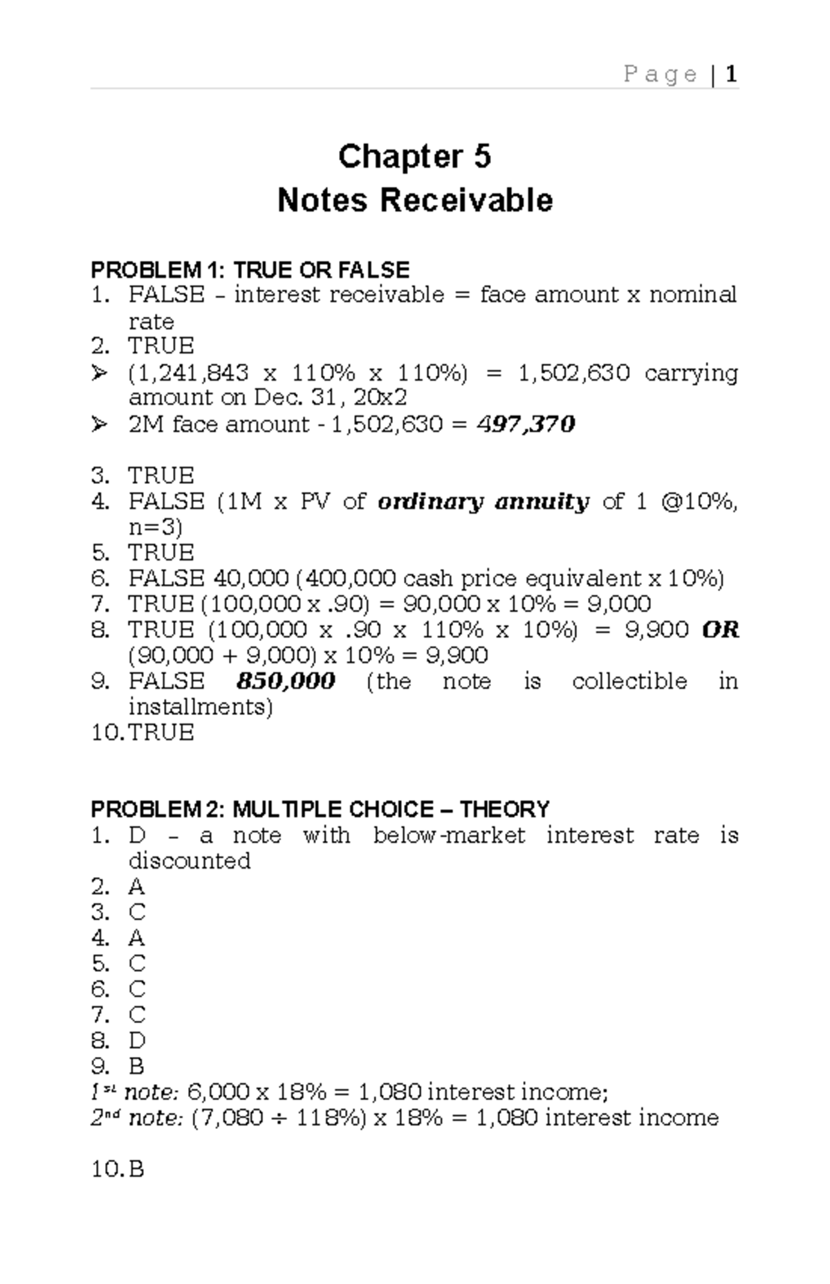 Chapter 5 - Notes Receivable Study Guide (Intermediate Accounting ...