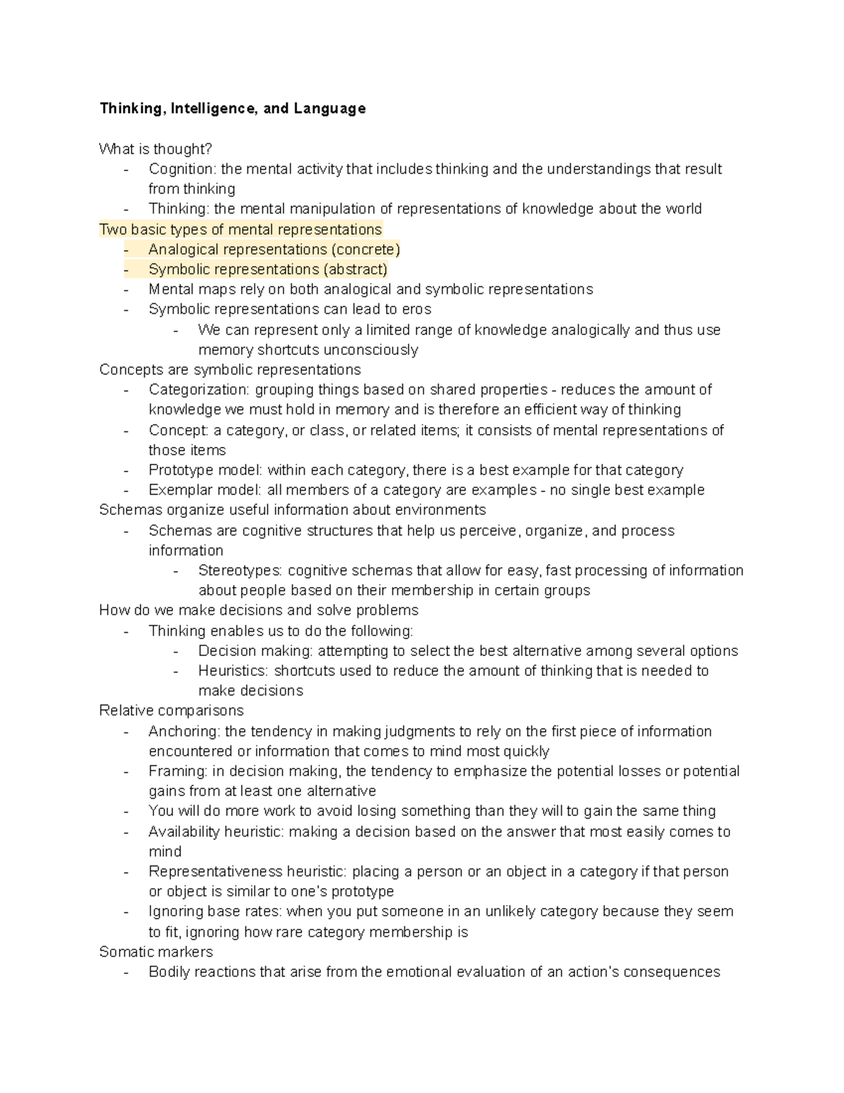 Psych 101 - Lecture Notes on Thinking, Intelligence & Language - Studocu