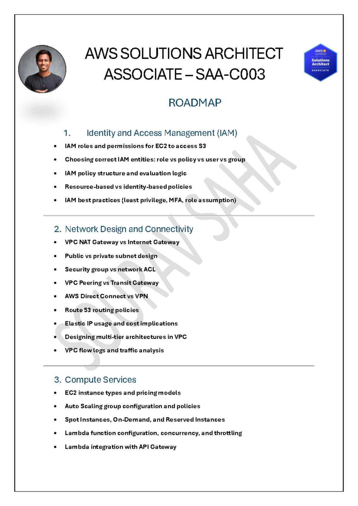AWS Solutions Architect Associate - SAA-C003 Exam Roadmap - Studocu