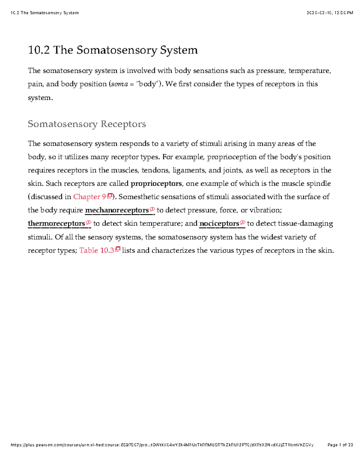10.2 The Somatosensory System - Lecture Notes - Studocu