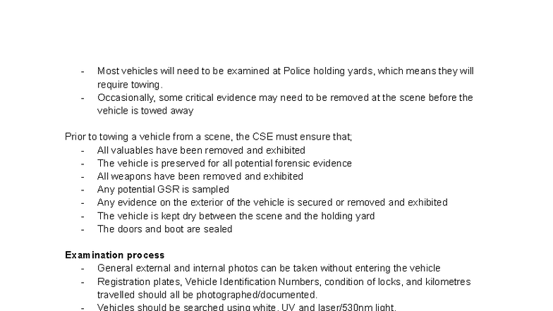 Week 10 Lecture: Vehicle Examination Procedures and Evidence Collection ...