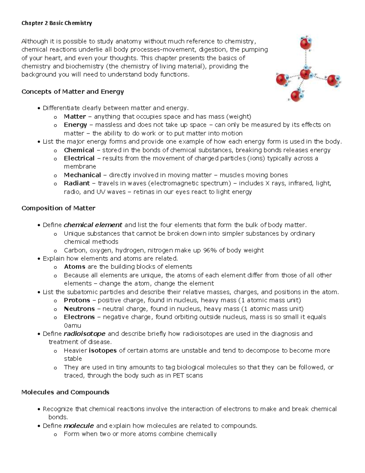 Anatomy 101: Chapter 2 - Overview of Basic Chemistry Concepts - Studocu