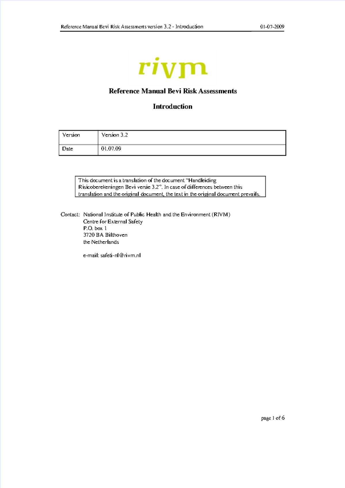 Reference Manual Bevi Risk Assessments v3.2 - Comprehensive Guide - Studocu