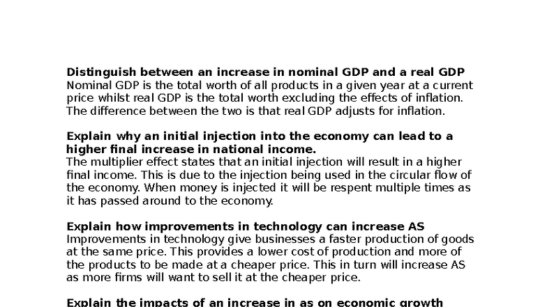 Understanding Nominal vs Real GDP: Economic Growth Insights - Studocu