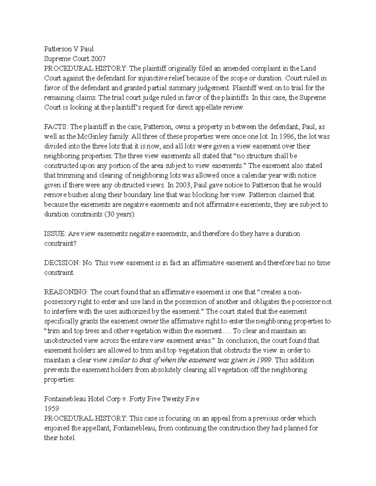 Case Briefings for Chapter 4: Property Law (Including Patterson v. Paul ...
