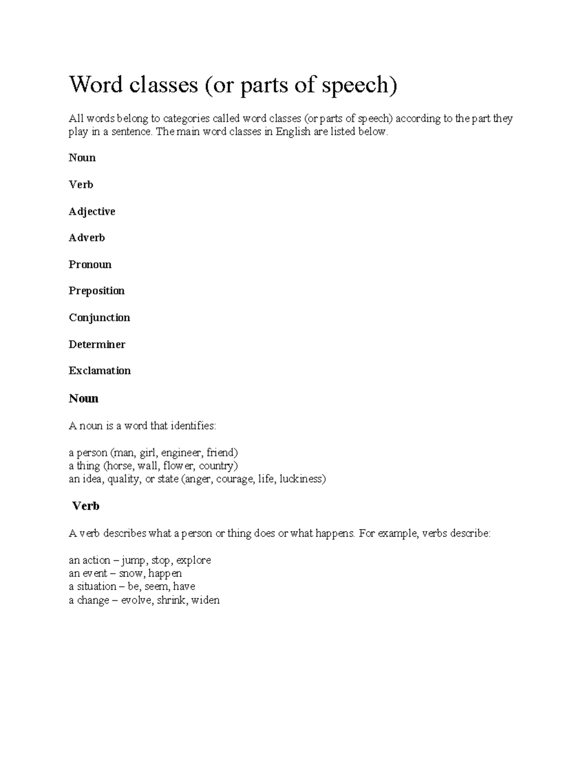 Word Classes Overview: Nouns, Verbs, Adjectives & More - Studocu