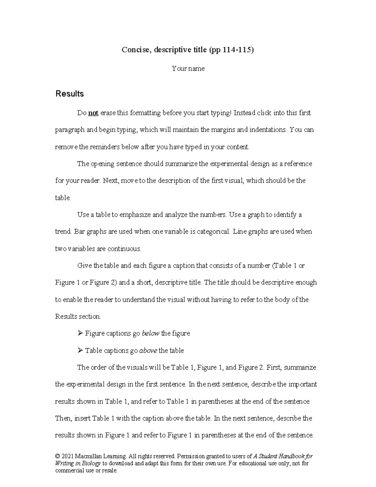 Results Template for Knisely 6 - Experimental Design Guide - Studocu