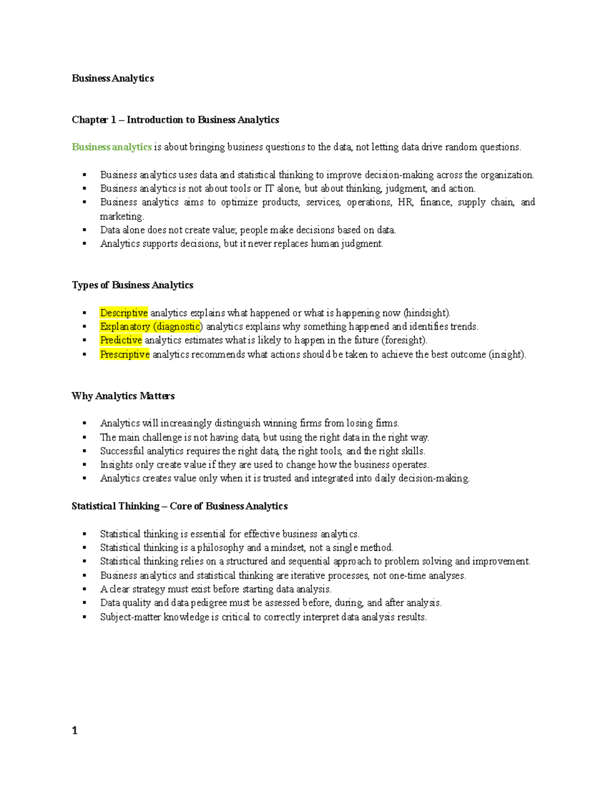 Business Analytics 2026: Chapter 1 - Introduction to Business Analytics ...