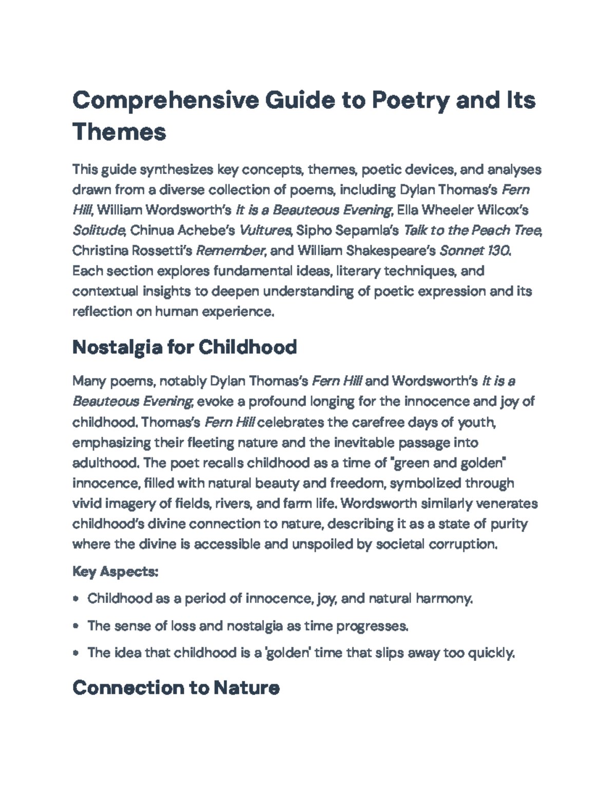 Comprehensive Guide to Poetry: Themes & Techniques (ENG 101) - Studocu