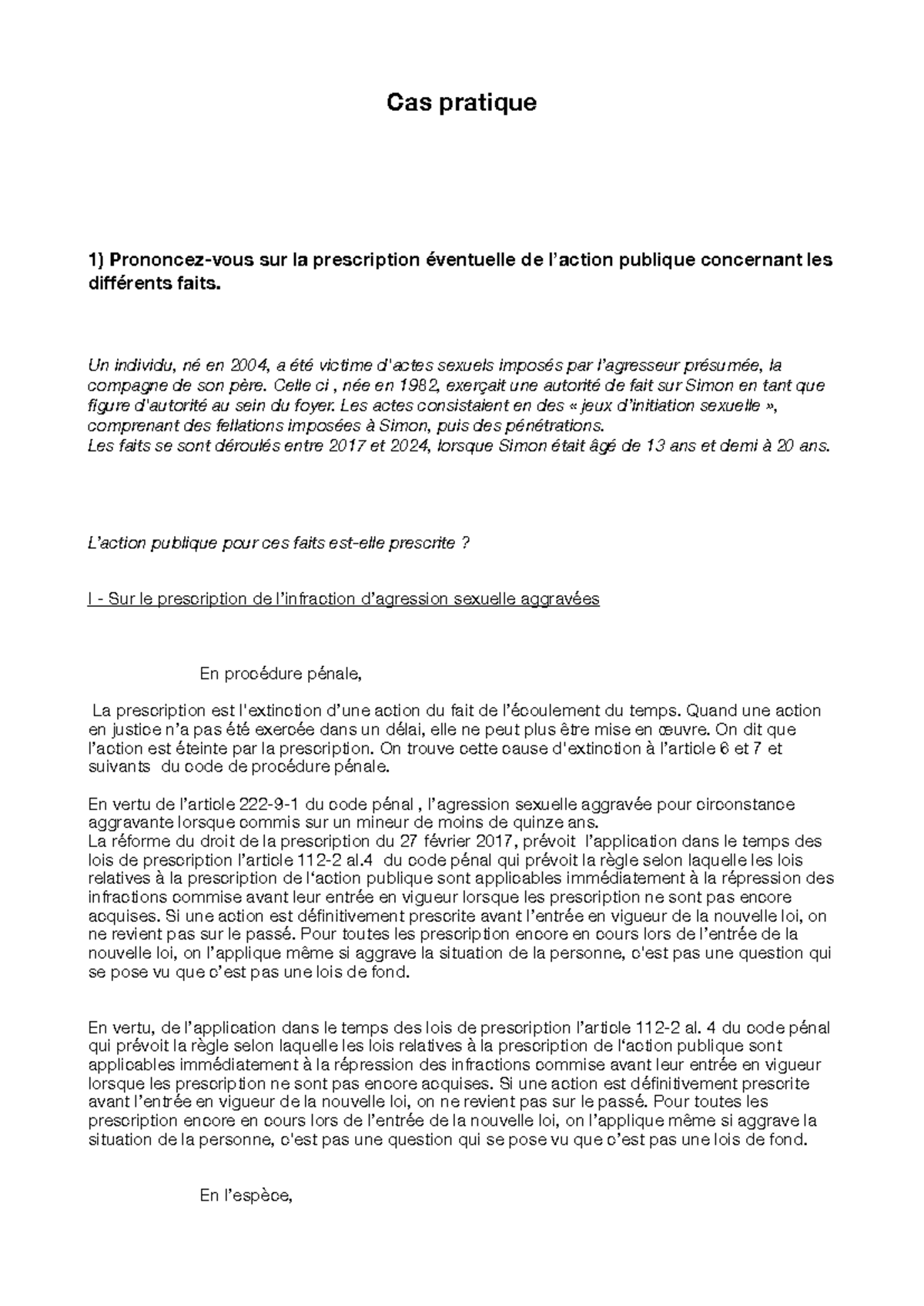 CAS Pratique Seance 4 - Td 4 action publique : modalités et extinction ...