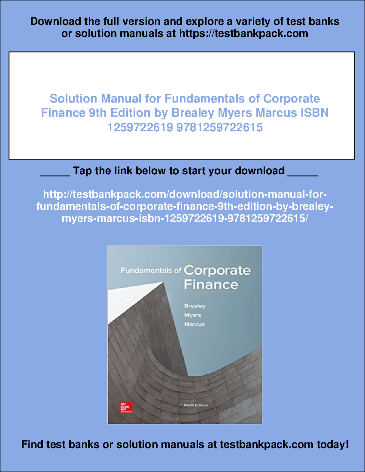 4437 - Solution manual for fundamentals of corporate finance 9th ...