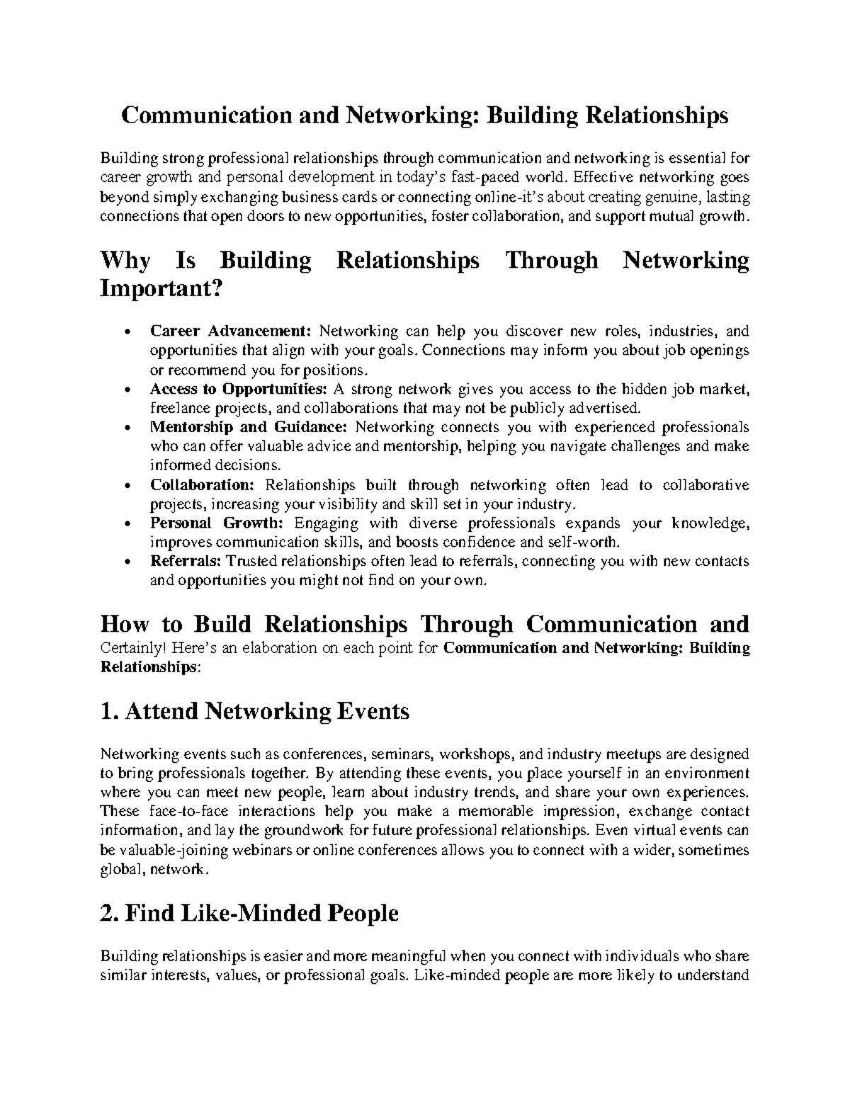 Effective Networking Strategies for Career Growth and Development - Studocu
