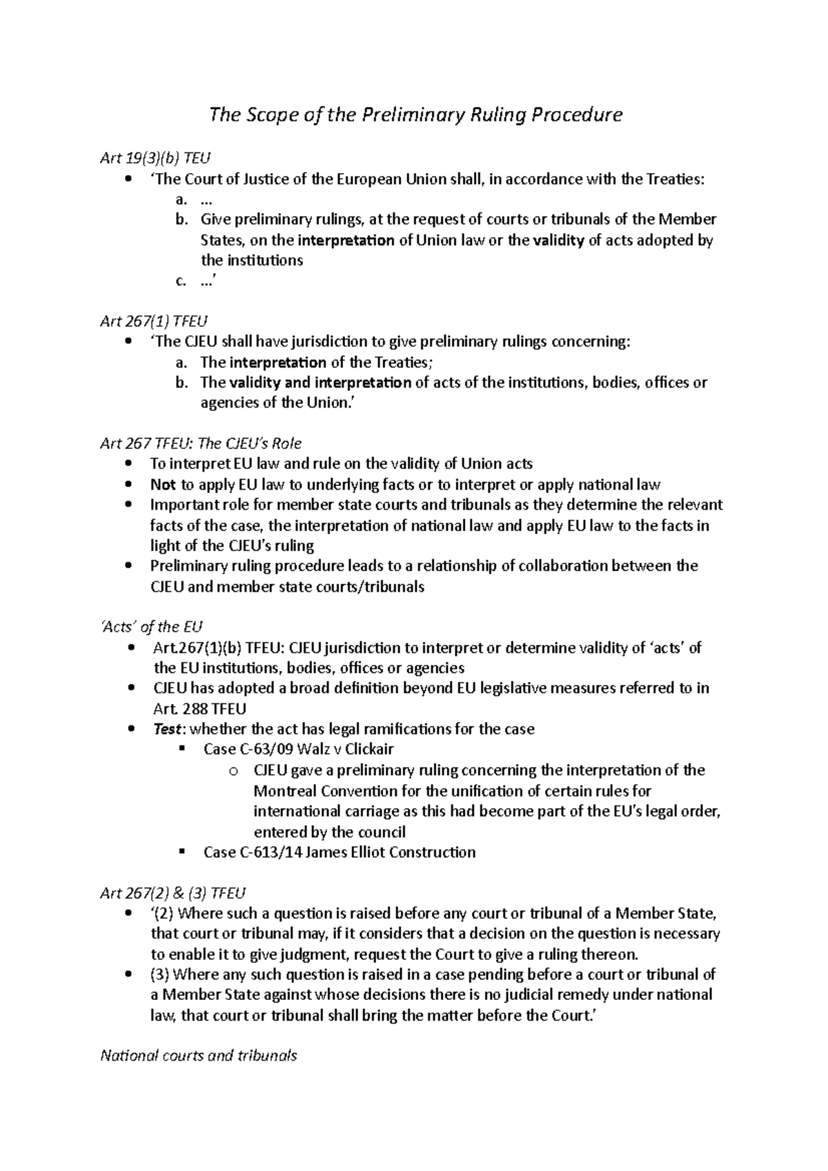 The Scope of the Preliminary Ruling Procedure - ... b. Give preliminary ...