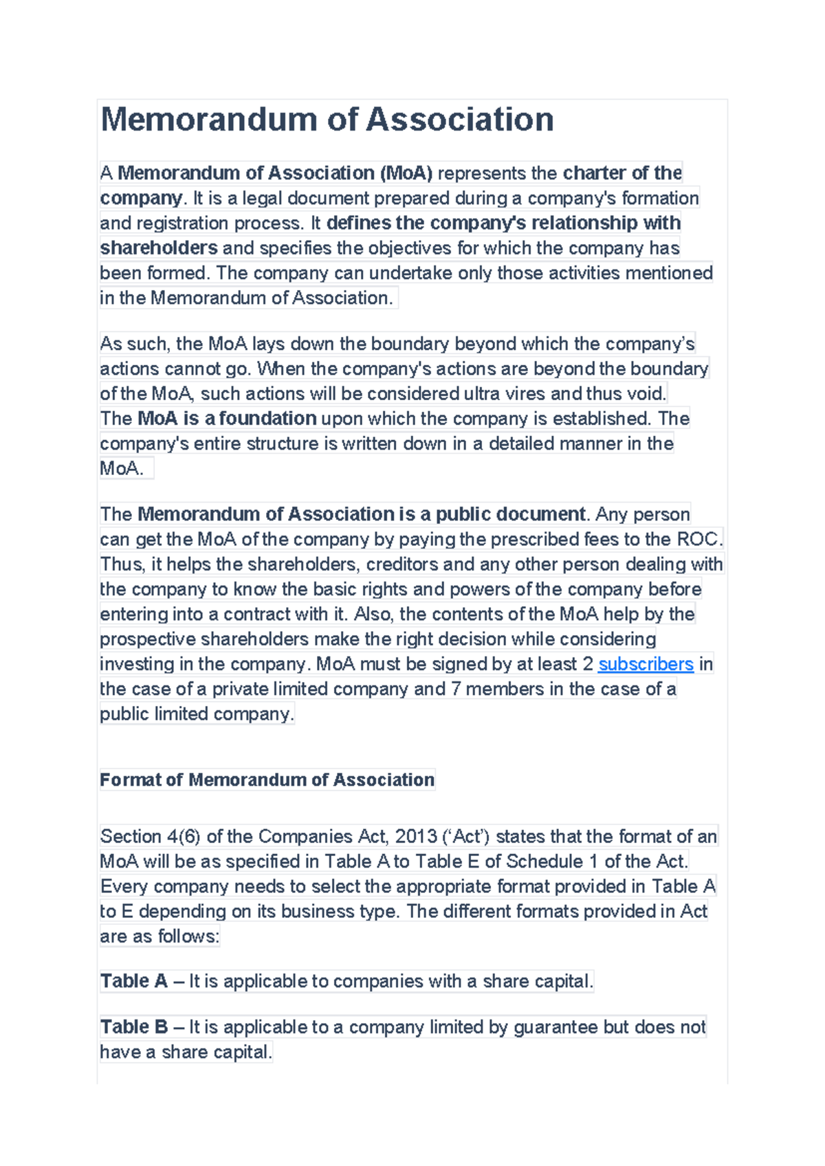 Unit 2: Memorandum of Association and Related Documents - GHKC Harnam ...