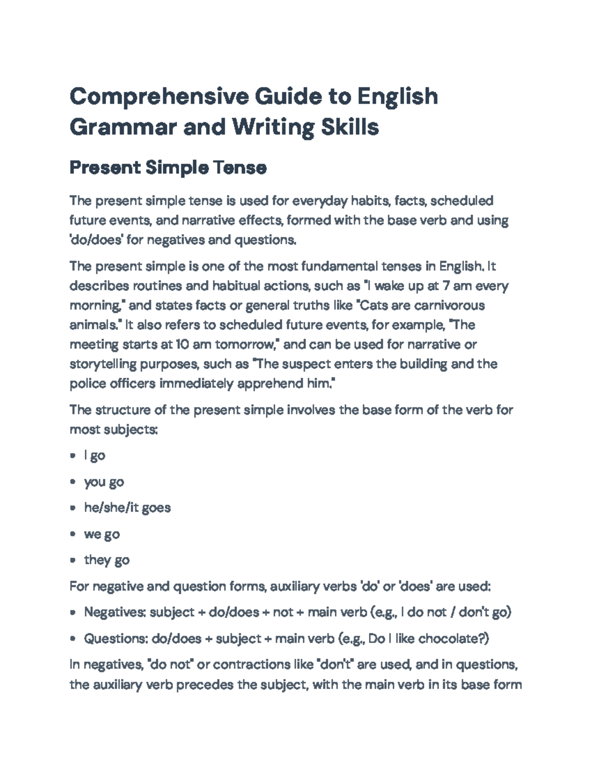 Comprehensive Guide to English Grammar & Writing Skills (ENG 101) - Studocu