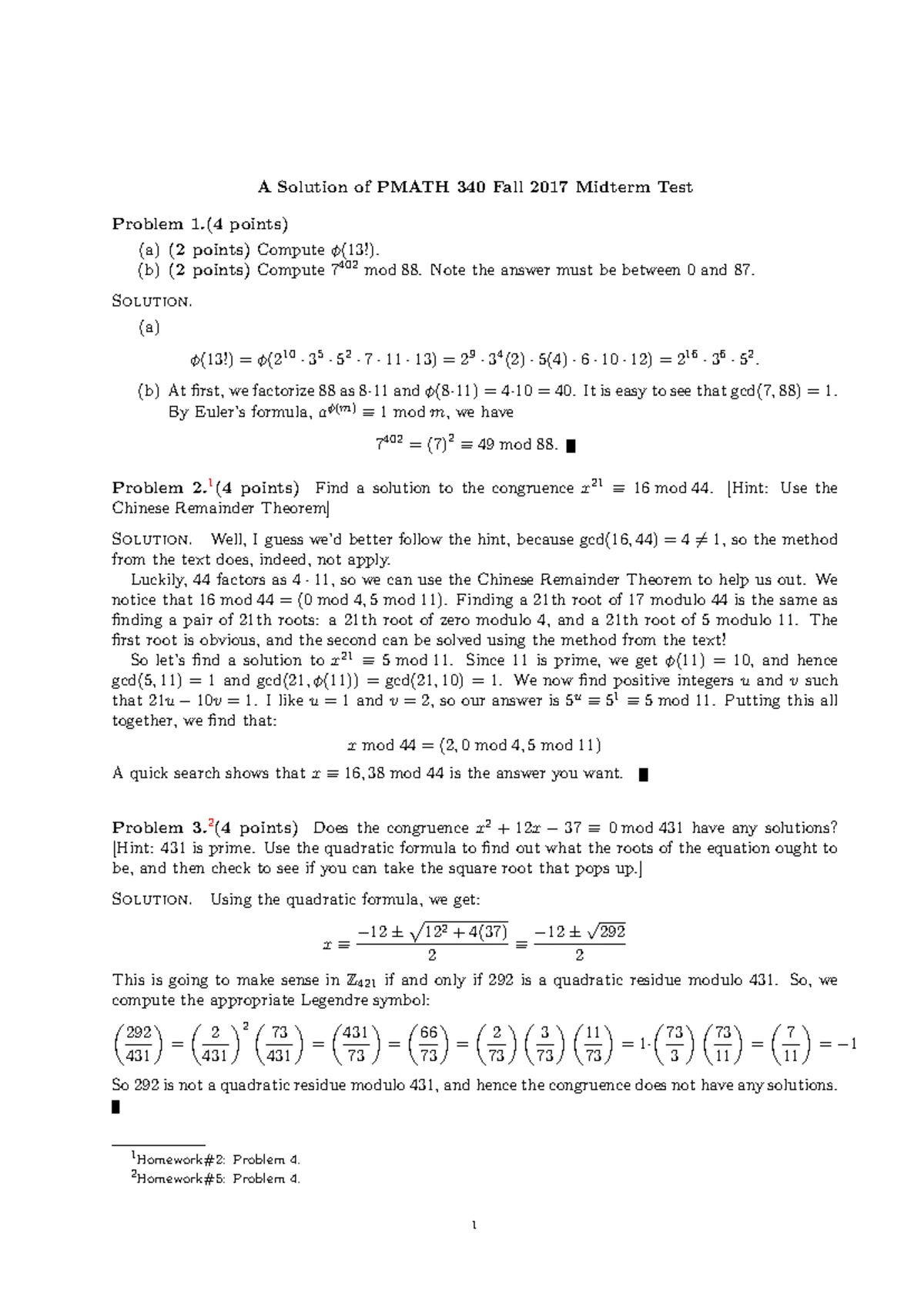 Pmath 340 W25 Elementary number theory course notes - Studocu
