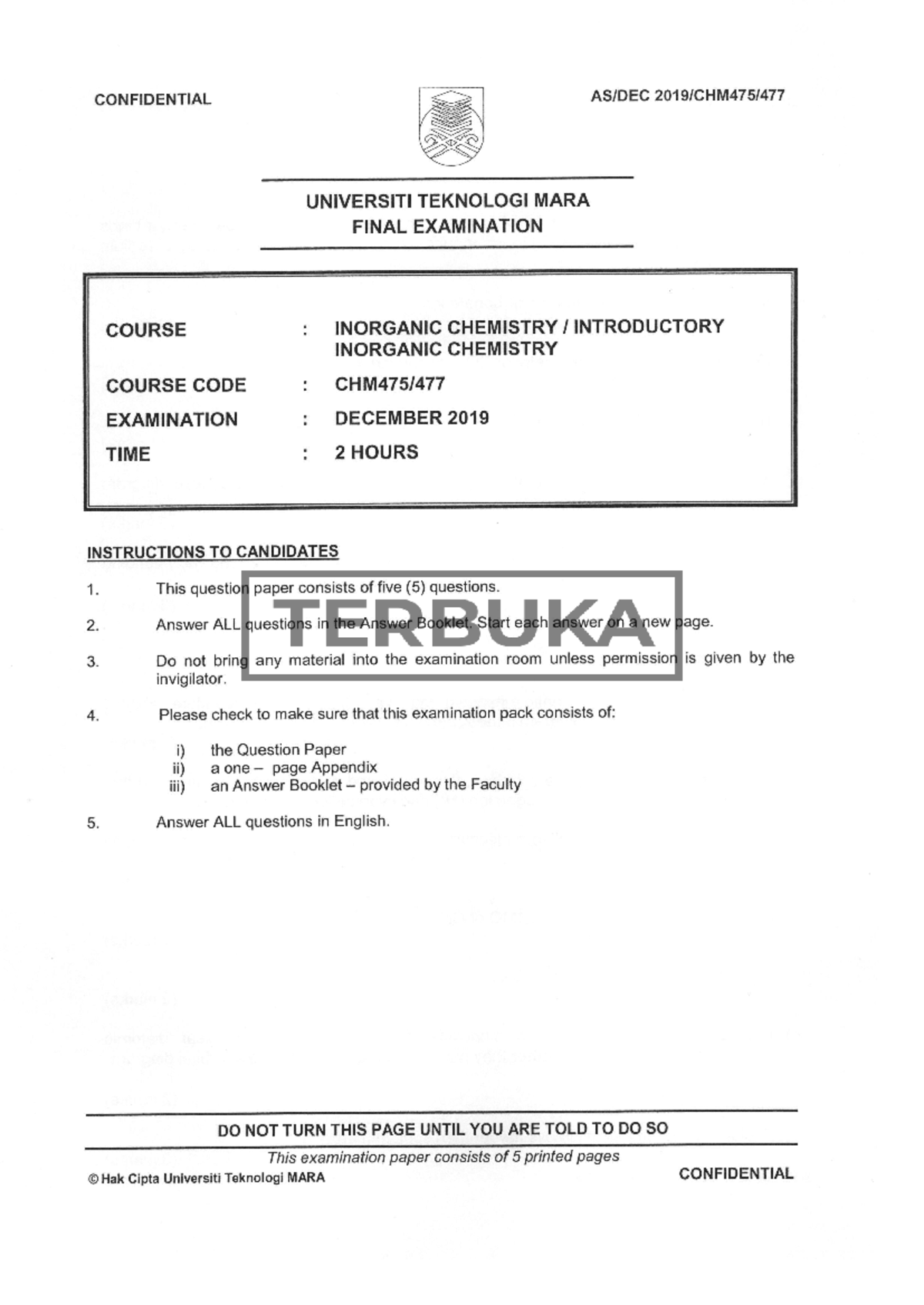 CHM475 PY questions - UNIVERSITI TEKNOLOGI MARA FINAL EXAMINATION ...