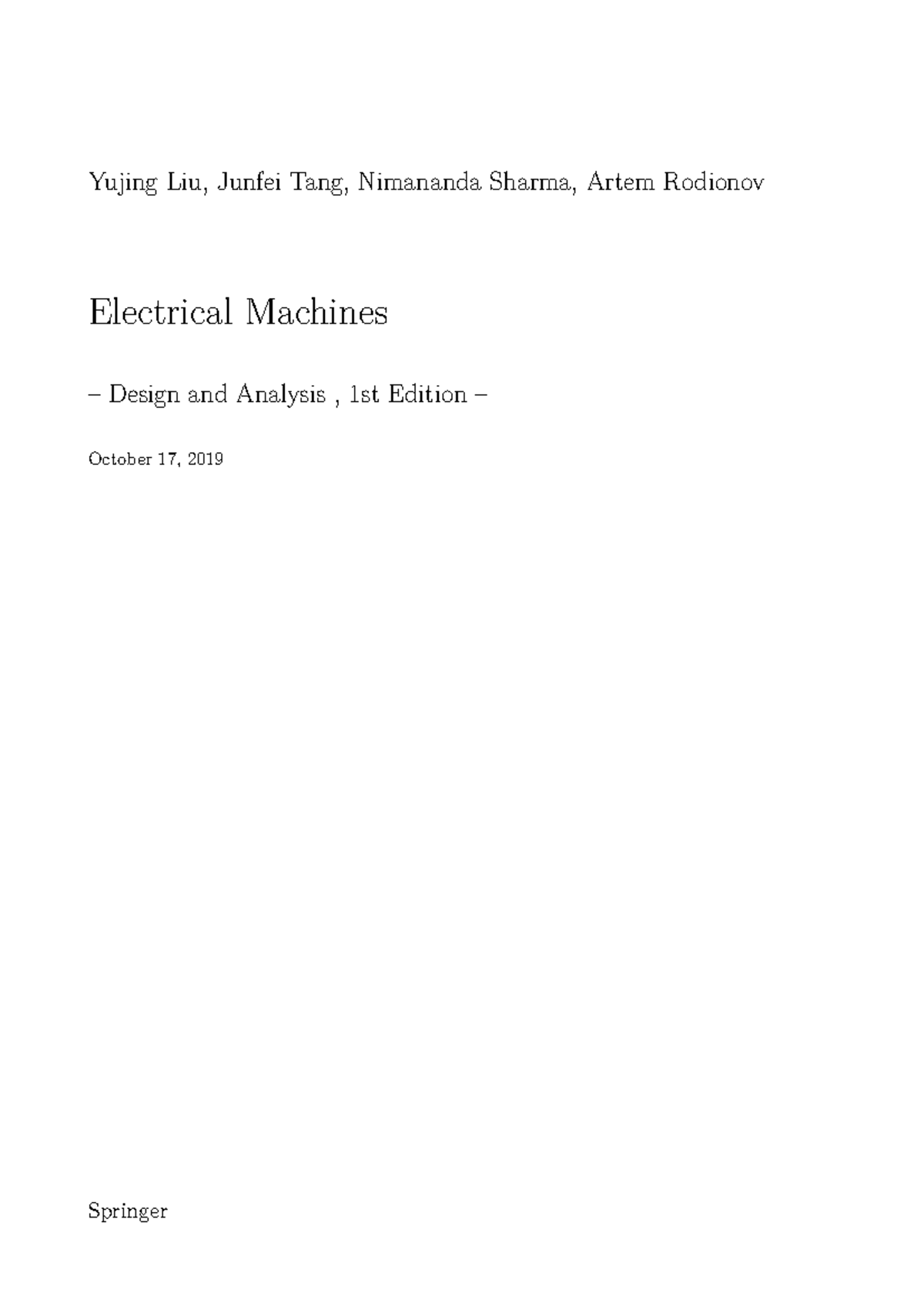Electrical Machines Design & Analysis - Lecture Notes 2020-10-08 - Studocu