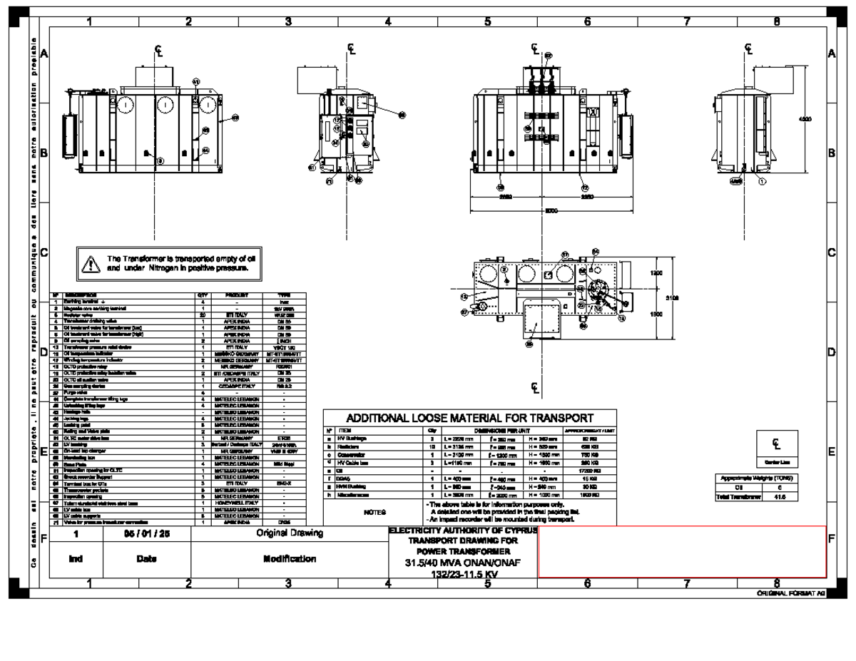 Transport Drawing for Power Transformer - A CL E 52 - Studocu