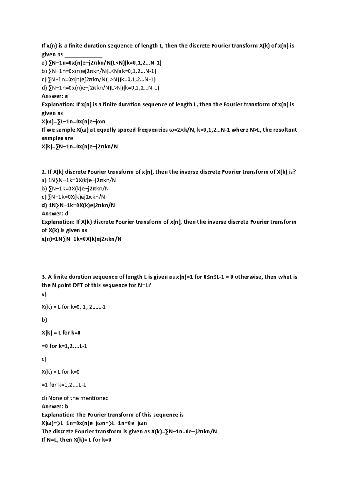 DFT101 - Digital Signal Processing Exam Notes and Key Concepts - Studocu