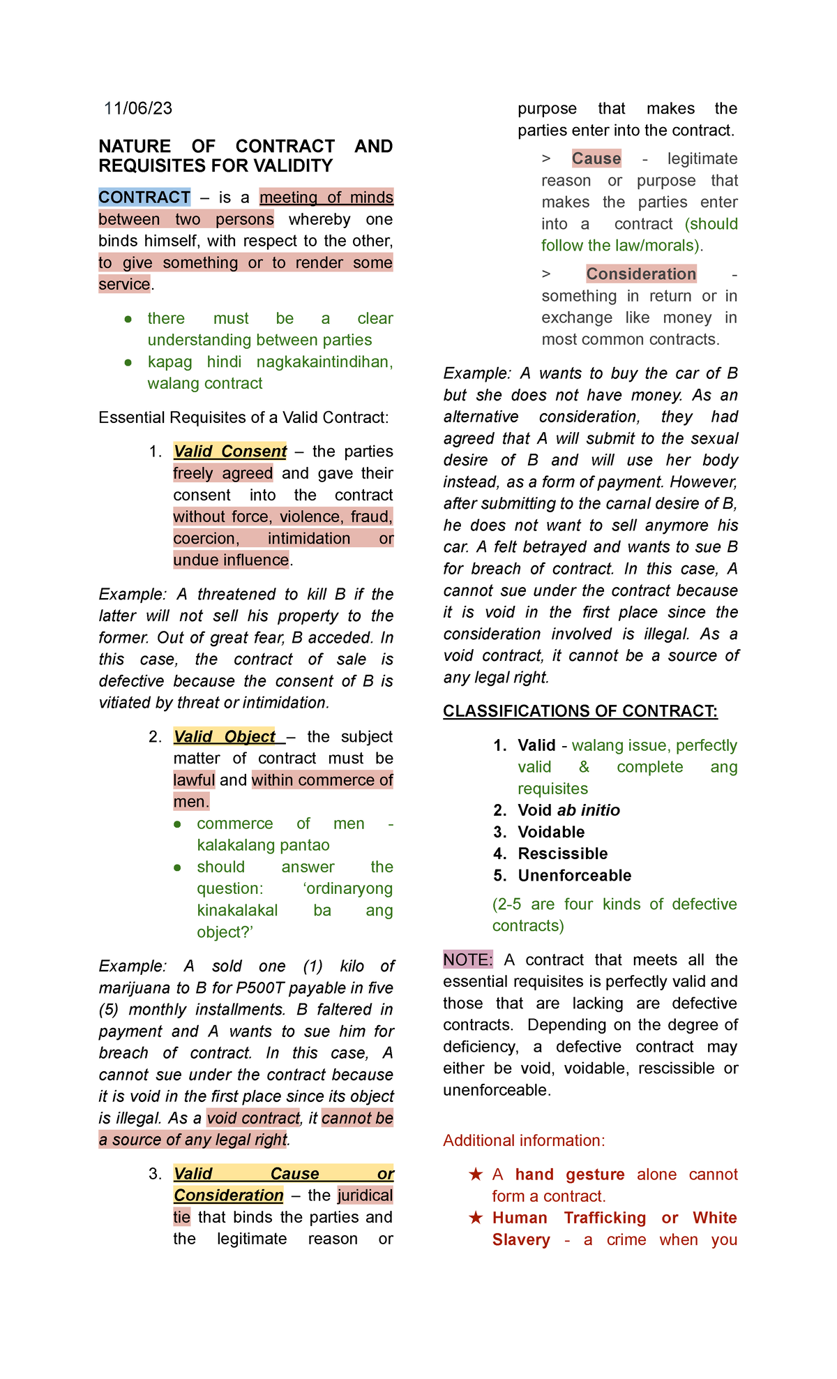 LAW20C2012 Final Exam: Essential Requisites of Valid Contracts - Studocu