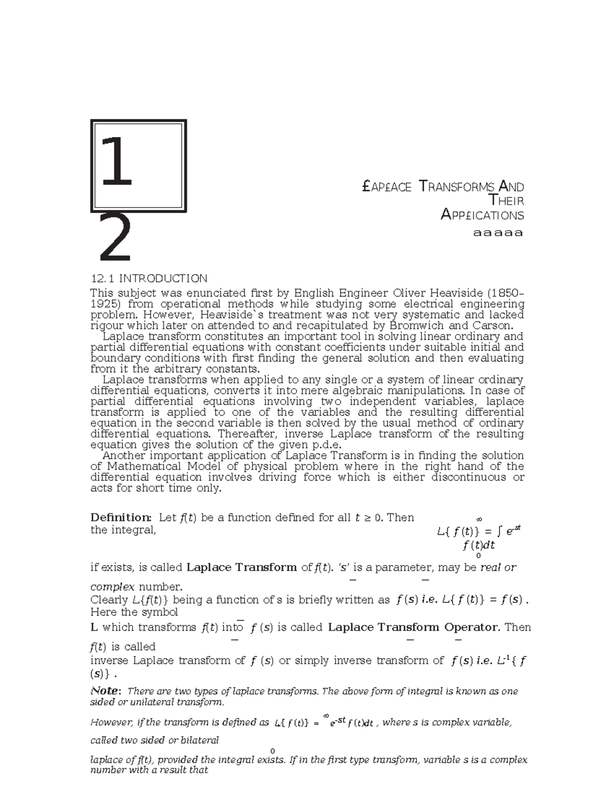 12 Laplace Transforms And Their Applications In Engineering