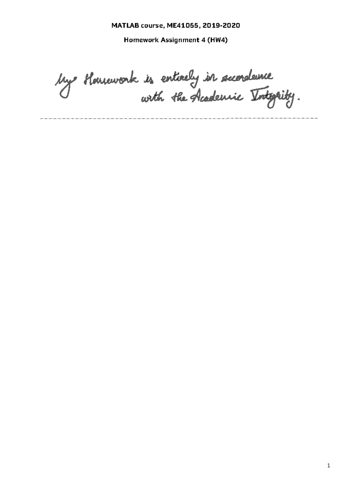 Homework Assignment 4 (HW4): Numerical Methods in MATLAB Analysis ...