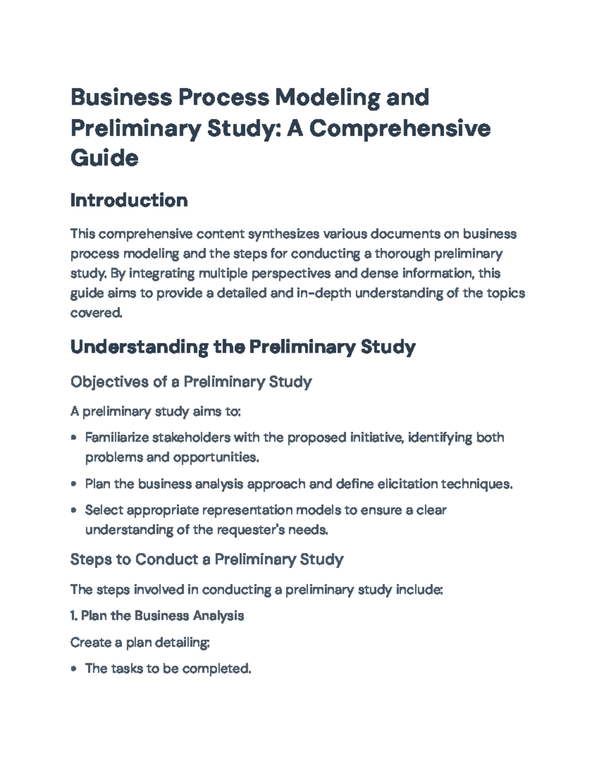 Comprehensive Guide to Business Process Modeling and Preliminary ...
