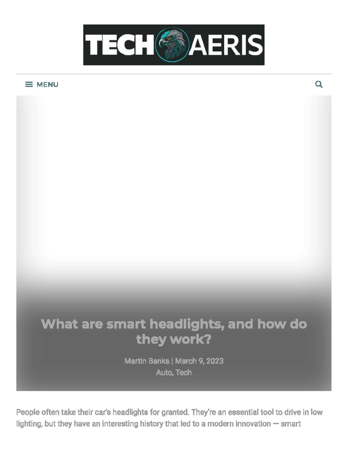 Intelligent auto headlights 2 - TECH AERIS MENU What are smart ...