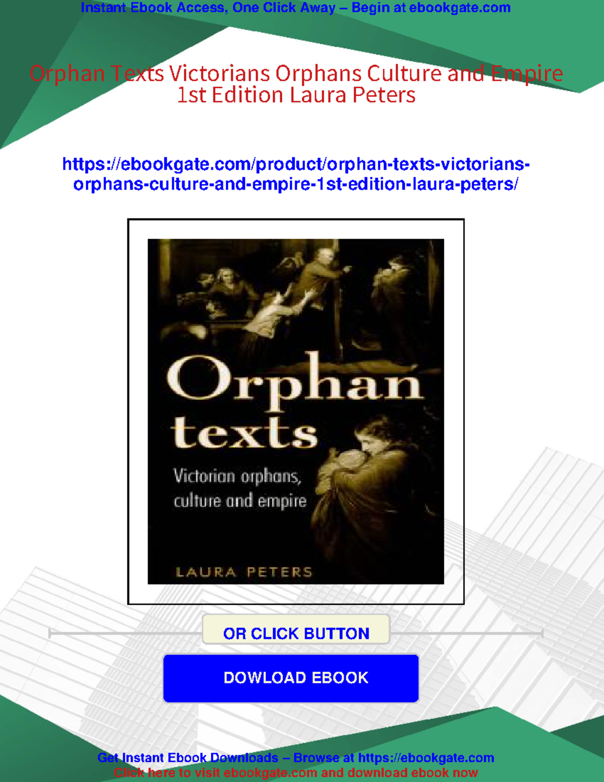 Orphan Texts: Victorians, Orphans, Culture & Empire (1st Ed.) - Studocu