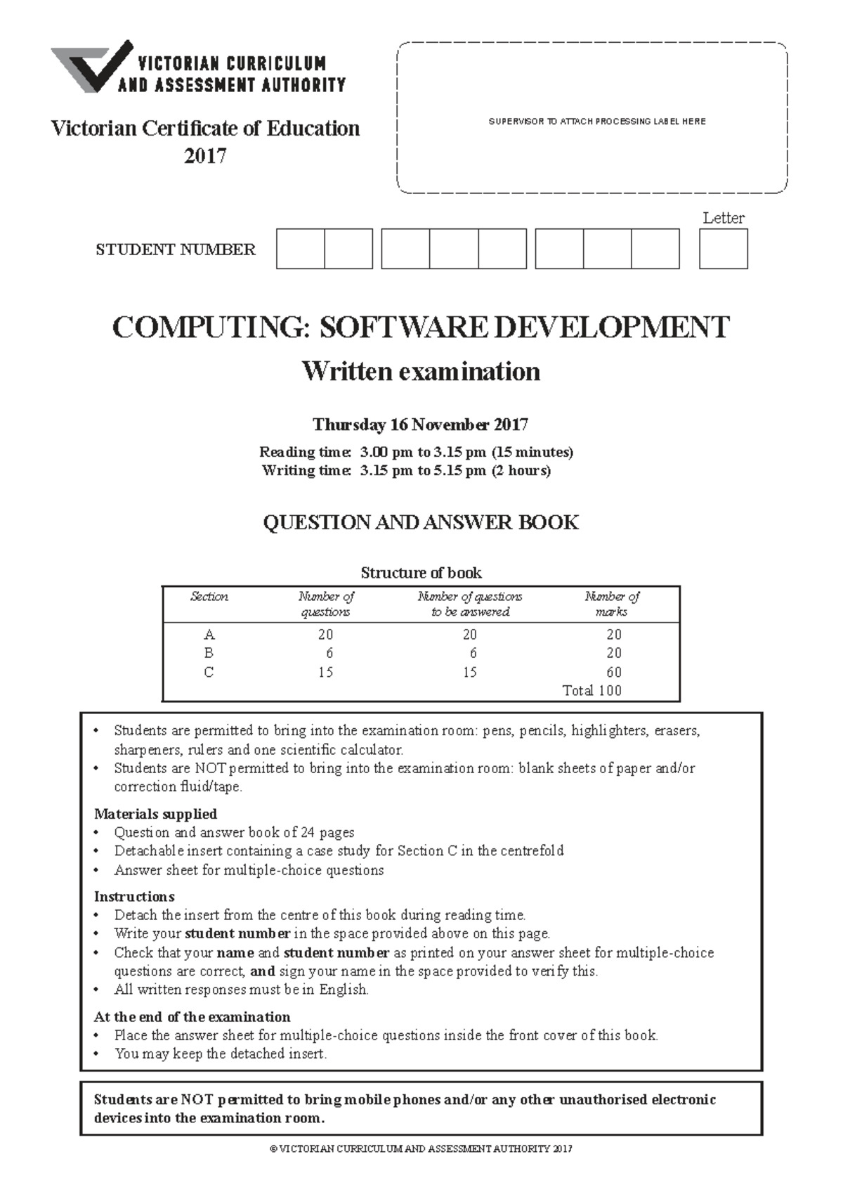 2017 VCE SOFTDEV Practice Exam - Written Examination - Studocu