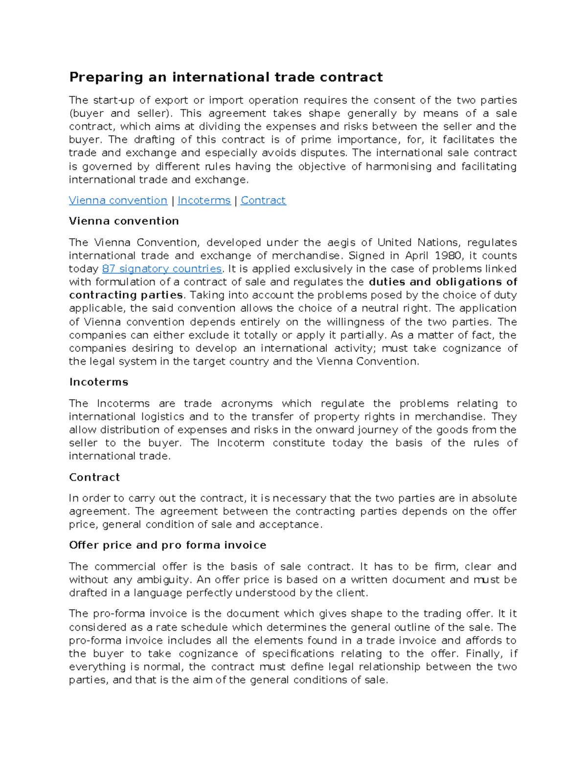 International Trade Contract Preparation Guide - Studocu