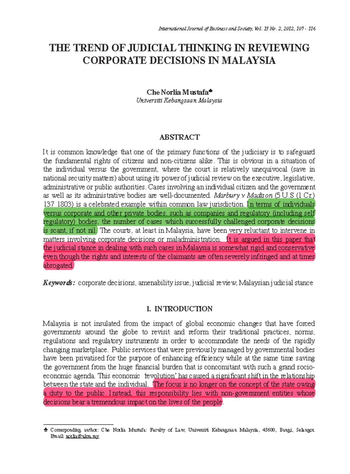 Judicial Directions - THE TREND OF JUDICIAL THINKING IN REVIEWING ...