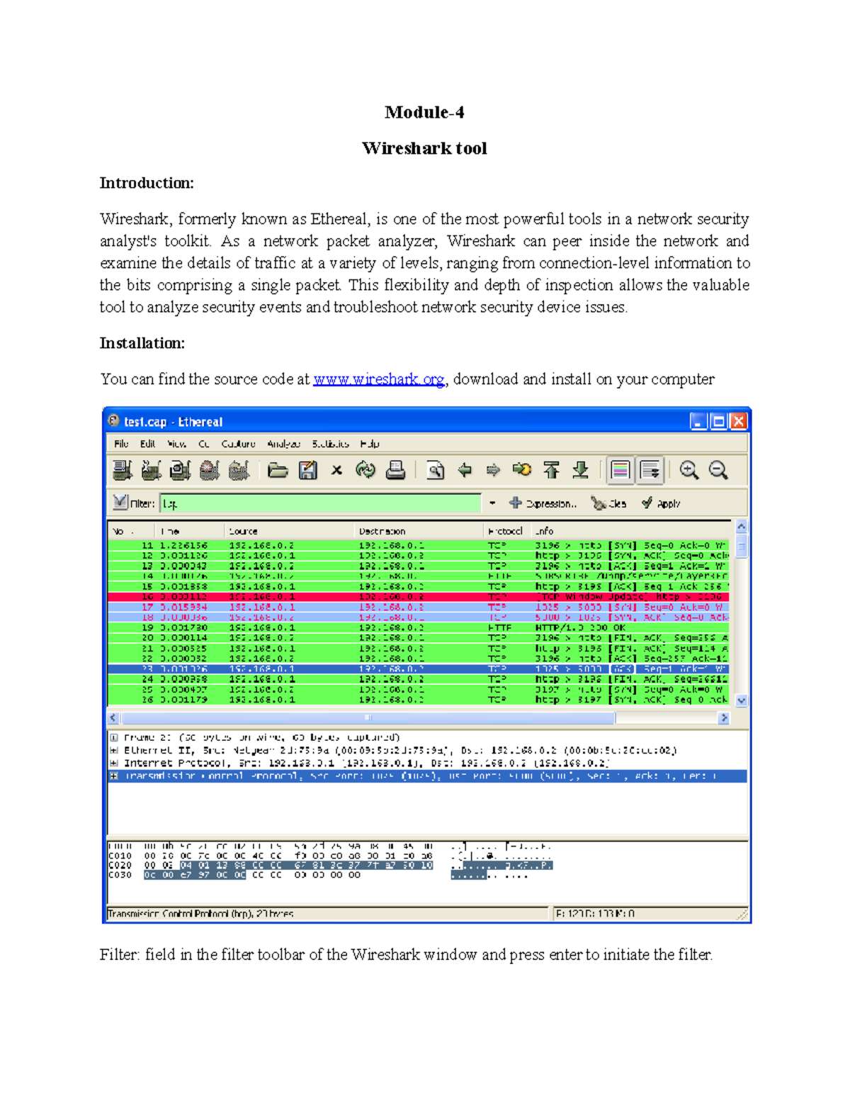 Wireshark Tool Overview and Filtering Techniques for Network Analysis ...