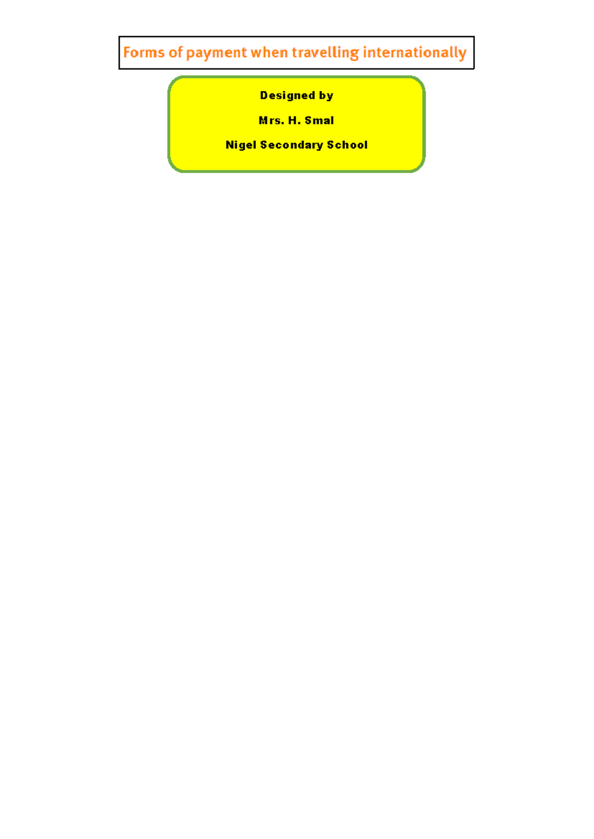 Payment Methods for International Travel: A Comprehensive Guide - Studocu
