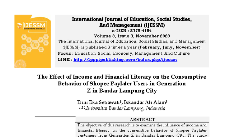 The Effect of Income and Financial Literacy on Consumptive Behavior of ...