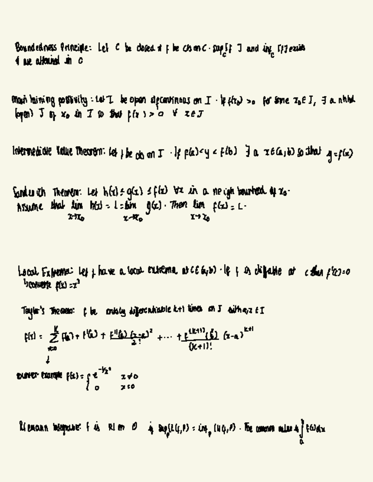 Boundedness Principle & IVT: Exam Prep for Math 101 - Studocu