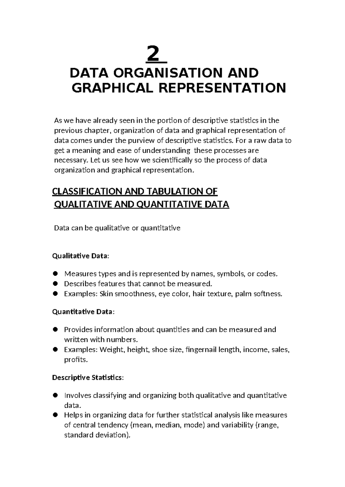 Chapter 2: Data Organization & Graphical Representation - Studocu