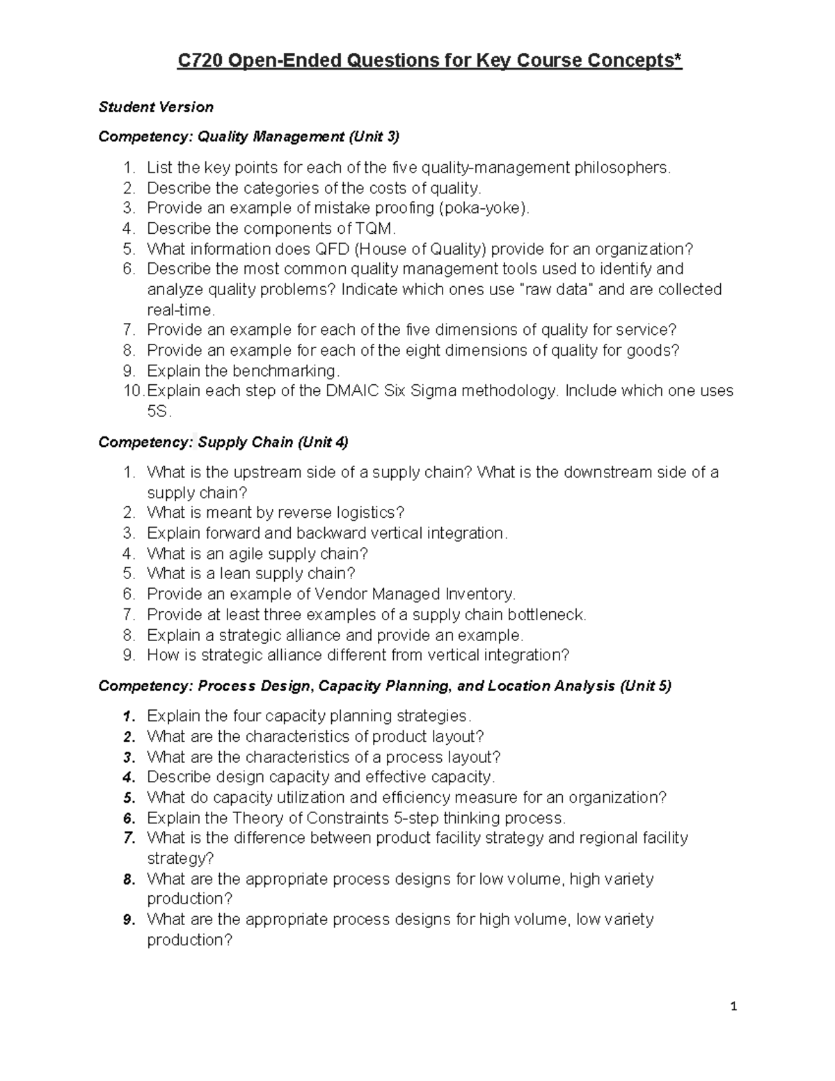 C720 Key Concepts Open-Ended Questions for Course Competencies - Studocu