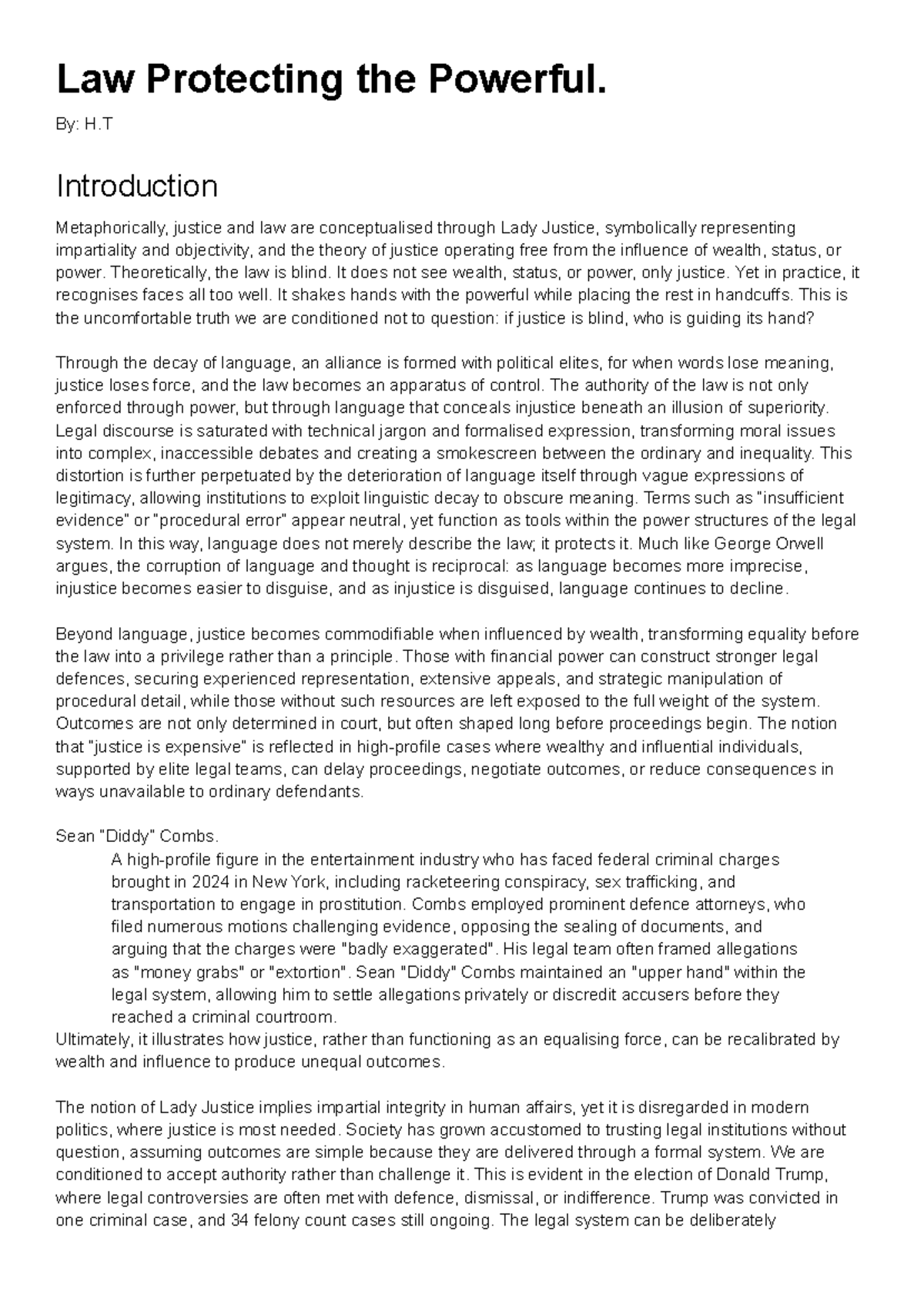 Module C Task - Orwell Essay: Justice and Power Dynamics - Studocu