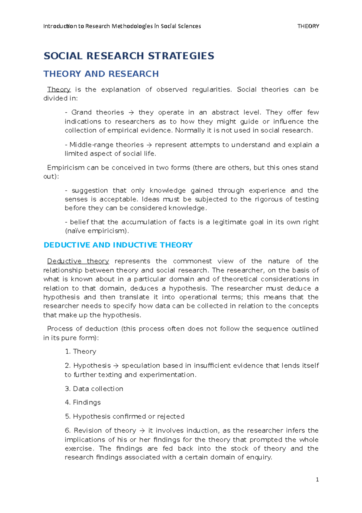 Summary of Key Concepts in Research Methodologies: Intro to Social ...