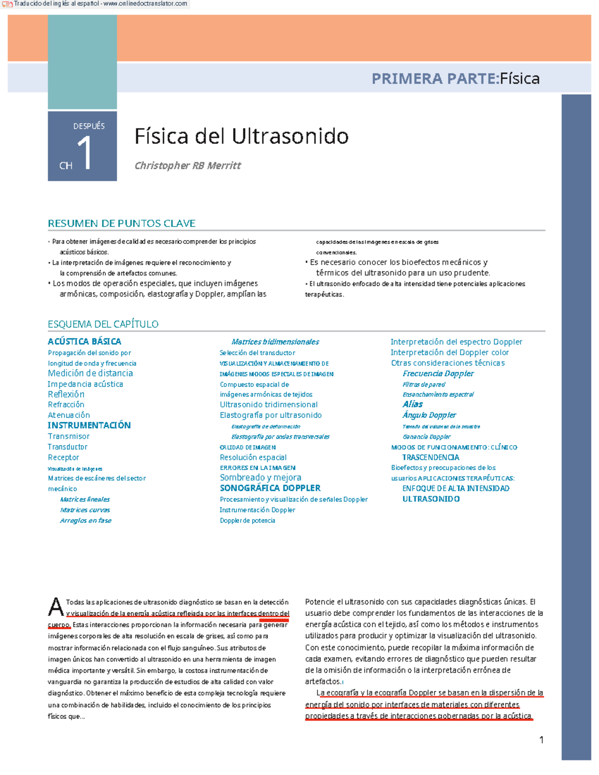 Capítulo 1: Física del Ultrasonido - Resumen y Puntos Clave (L, MK) - Document Preview