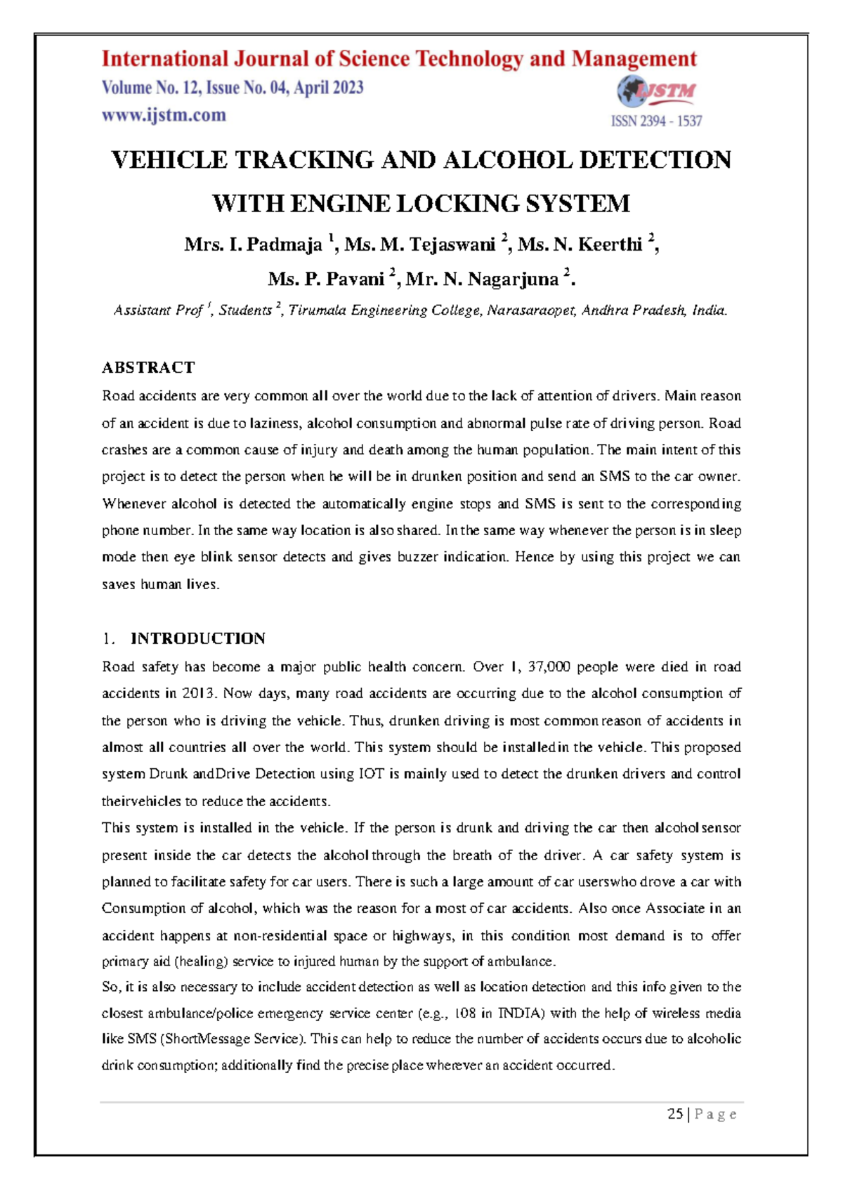 VEHICLE TRACKING & ALCOHOL DETECTION SYSTEM (ENGG 101) - Studocu