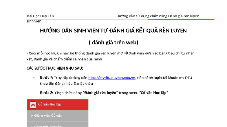 HƯỚNG DẪN SINH VIÊN TỰ ĐÁNH GIÁ KẾT QUẢ RÈN LUYỆN - CSE - Studocu