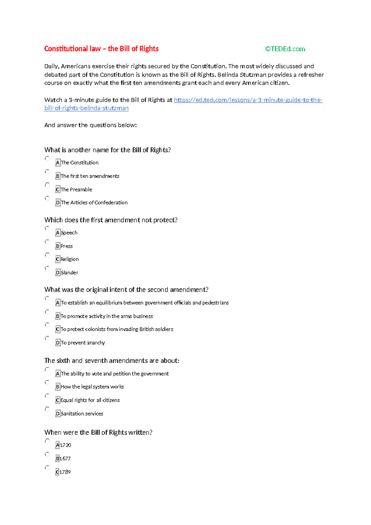Constitutional law Bill of Rights-2 - Constitutional law – the Bill of ...