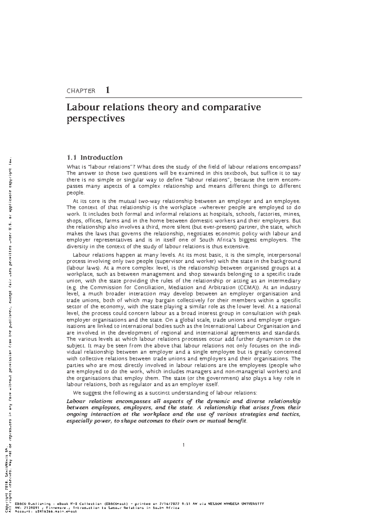 Introduction to Labour Relations (Course Code: Finnemore 2018) - Studocu