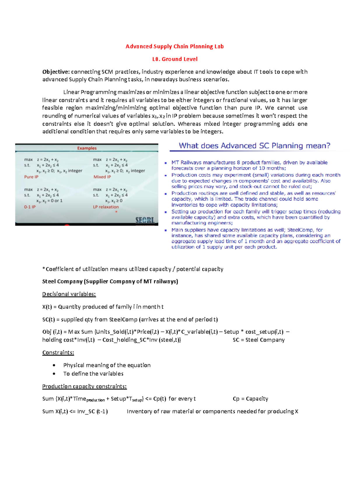 Advanced Supply Chain Planning Lab Notes - ASCP 2023 - Document Preview