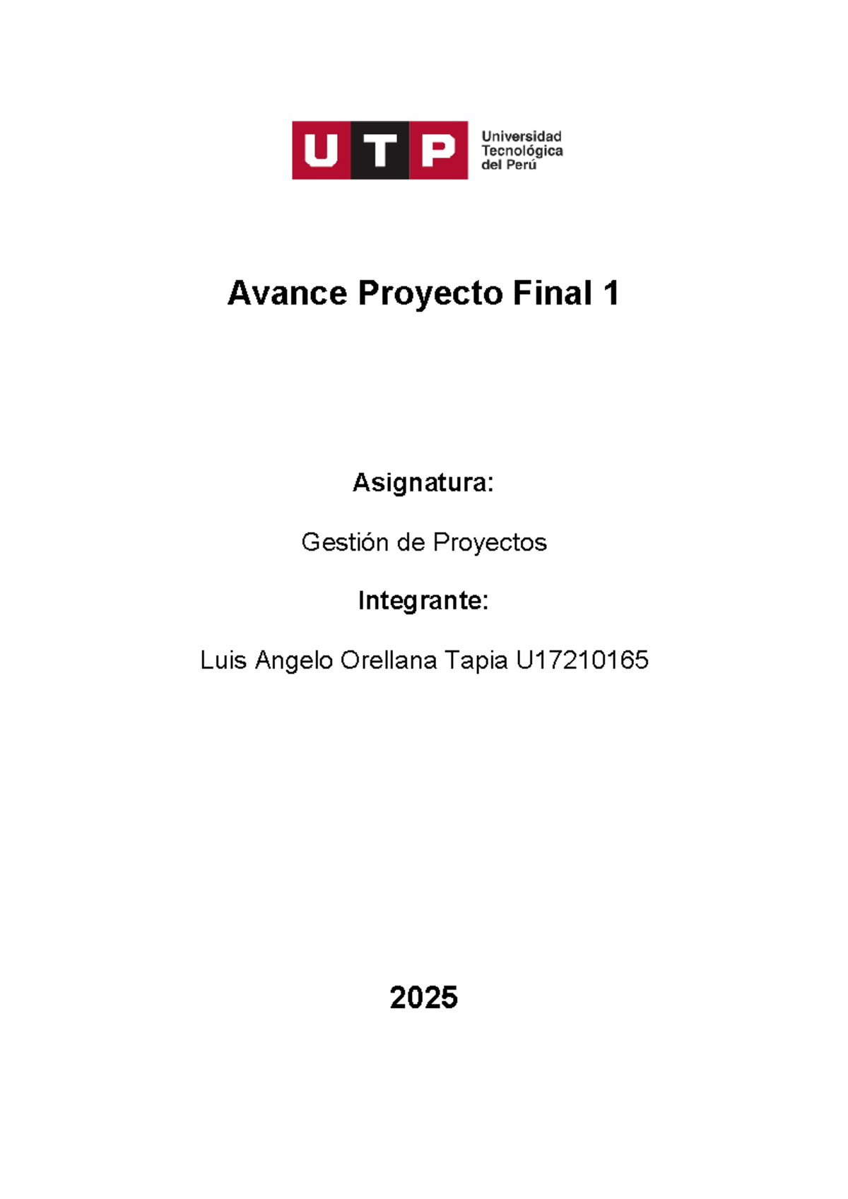Avance 1 de Proyecto Final - Avance Proyecto Final 1 Asignatura ...